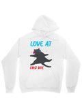 Men's Hoodie Love At First Bite With Cartoon Black Cat Chasing Pink Heart