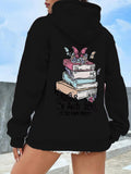 Women's Hoodie Butterflies With Books Stack Flowers And Gentle Sunshine