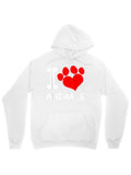 Men's Hoodie I Love Animals Red Paw Print Design Animals