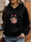 Women's Hoodie Hypnotic Red Eyed Cat With Ramen Bowl And Spirals Cat