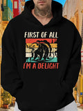 Men's Hoodie First Of All Im A Delight Vintage Sunset With Standing Possum Illustration