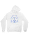 Men's Hoodie Playful Line Art With Floating Hearts Adorable Puppy Dog