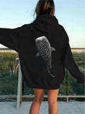 Women's Hoodie Spotted Gentle Giant Whale Shark Swimming Through Tranquil Ocean Waters