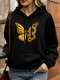 Women's Hoodie Golden Sunflowers Blossoming Among Bright Butterfly Wings Butterfly