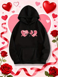 Women's Hoodie Broken Candy Hearts With Pink Bows And Sweet Shiny Effects Hearts