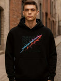 Men's Hoodie Best Moments With Neon Lightning Spark Across Black Hoodie