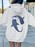 Women's Hoodie Gentle Ocean Swirls Dancing Under Sunlight With Whale Sharks