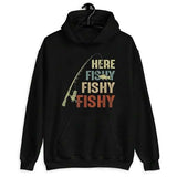 Men's Hoodie Here Fishy Fishy Fishy With Retro Fishing Rod And Hook Motif Hoodie