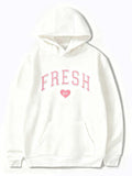 Women's Hoodie Fresh Pink Lettering With Heart Accented Casual Hoodie