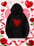 Women's Hoodie Shimmering Red Petals Forming A Radiant Vibrant Heart Shape
