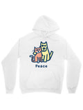 Men's Hoodie Peace Friendly Pink Cat With Yellow Dog Illustration
