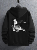Men's Hoodie Stay Coo Urban Pigeon With Perched Branch And Flying Birds