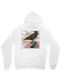 Men's Hoodie Vintage Striped Sunset With Raven Perched On Human Skull