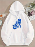 Women's Hoodie Blue Graphic Hand Gestures Against Clean White Background Hoodie