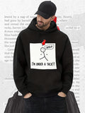 Men's Hoodie Help Message With Red Pin Cartoon Figure Under Attack