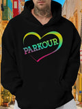 Men's Hoodie Parkour Rainbow Gradient Heart Outline On Front Hoodie