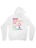 Men's Hoodie Rescue And Save Among Multicolored Words And Playful Animal Silhouettes Hoodie