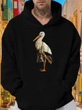 Men's Hoodie Vintage Camera Hanging Around Elegant Majestic Tall Standing Stork