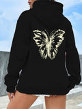 Women's Hoodie Abstract Golden Pattern With Bold Artistic Brushstroke Butterfly