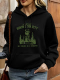 Women's Hoodie Hiking Society Night Pines With Moonlit Clouds Among Tall Pine Trees