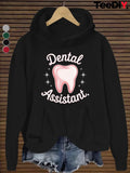 Women's Hoodie Sparkling White Tooth With Retro Stylized Lettering Among Shining Stars Tooth