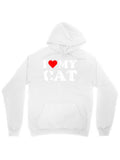 Men's Hoodie I Love My Cat Bold White Letters With Red Heart Graphic Hoodie
