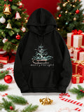 Women's Hoodie Merry Bright Shimmering Winter Lights With Sparkling Christmas Tree