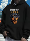 Men's Hoodie Rottie Dad With Realistic Illustration Among Paw Prints And Clouds Dog