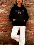 Women's Hoodie Im Just A Girl With Simple Bow Illustration Hoodie