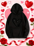 Women's Hoodie Artistic Heart Shape With Paw Print Overlay Pet Lover Hoodie