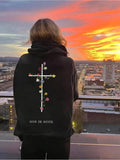 Women's Hoodie God Is Good Blossoming Flowers Along A White Line Cross