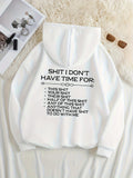 Women's Hoodie Shit I Dont Have Time For Bold Black Typography Listing Various Situations Hoodie