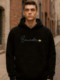 Men's Hoodie Guardian Cursive Lettering With Small Yellow Flower Motif Hoodie