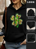 Women's Hoodie Vivid Swirls Of Green With Artistic Style Four Leaf Clover