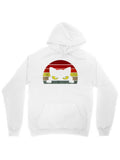 Men's Hoodie Vintage Colored Stripes With Yellow Eyed Sneaky Cat