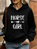Women's Hoodie Horse Girl Western Arrows With Silhouette Trotting Among Lettering Horse