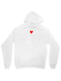 Men's Hoodie Single Line Art With Bright Red Heart Symbol Hoodie