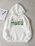 Women's Hoodie Creamy Matcha Desserts With Whipped Toppings In Glass Cups