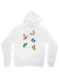Men's Hoodie Colorful Flying Butterflies With Bright Gradient Pattern On White Hoodie Butterfly