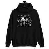 Men's Hoodie Happy Camper Minimalist Mountain Night Scene With Stars Moon And Caravan