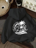 Women's Hoodie Life Is Better At The Beach With Palm Tree Moon Silhouettes Hoodie