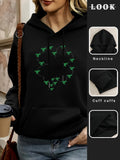 Women's Hoodie Minimalist Circular Arrangement Of Palm Trees On Black Hoodie