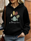 Women's Hoodie Faith Hope Love Pastel Colorful Painted Paw Print