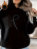 Women's Hoodie Simple Blue Line Minimalist On Black Hooded Sweatshirt