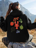 Women's Hoodie Colorful Vegetables With Red Lobster Under Summer Sunlight Lobster