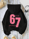 Women's Hoodie Pink Star Pattern With Handwritten Text And Bold Number Hoodie