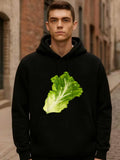 Men's Hoodie Vivid Green Leafy Vegetable Centered Fresh Lettuce
