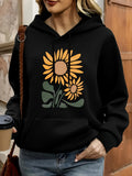 Women's Hoodie Bright Sunlit Garden With Warm Petals And Green Leaves Sunflower