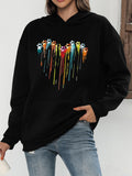 Women's Hoodie Colorful Paint Drops Forming A Heart With Paw Prints