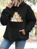 Women's Hoodie Cute Cartoon Kittens Snuggling Together In Cozy Pile Cat